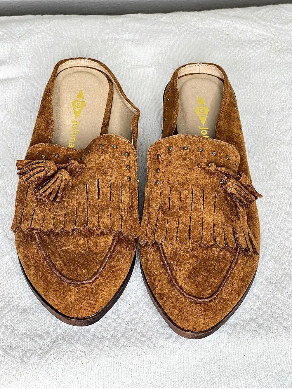 Jolimall Women's Brown Fringe Moccasins US 8